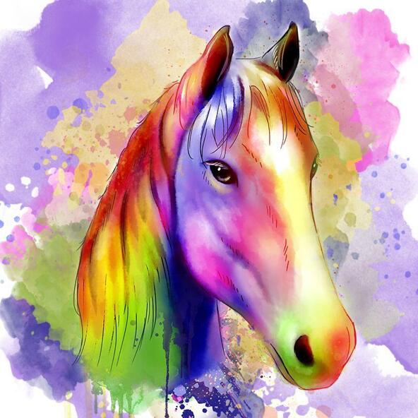 Retrato de cavalo em aquarela