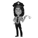 Zwart-wit tekening politieagent