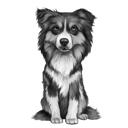 Austrālijas aitu suņa multfilmas portrets melnbaltā stilā