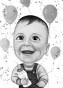 Baby Kid 2 vuotta vanha karikatyyri syntymäpäivälahja valokuvasta