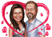 Couple de Saint Valentin caricature en coeur