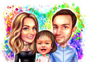 Ritratto di famiglia da foto con schizzi sullo sfondo