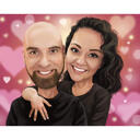 Couple Caricature with Romantic Background