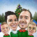 Head and Shoulders Elves Family Caricature
