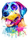 Custom Dog Headshot Cartoon Portrait in Chromatic Watercolor Style from Photos