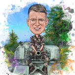 Dessin de portrait à l'aquarelle du corps entier