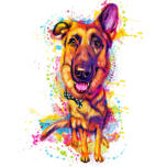 Lustiger Deutscher Schäferhund-Aquarell-Cartoon vom Foto