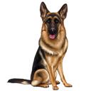 Deutscher Schäferhund-Cartoon vom Foto im Farbstil