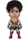 Caricatură de copil supererou pe tot corpul în stil colorat