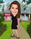 Portret de agent imobiliar personalizat cu fundal personalizat