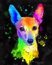 Caricatura ad acquerello di Basenji arcobaleno
