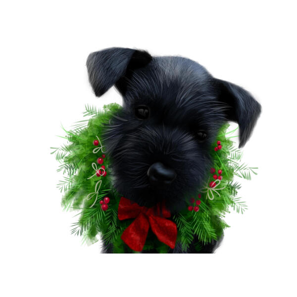 Ritratto di cane che indossa la corona di Natale