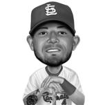 Baseball Player Caricature in Black and White Style