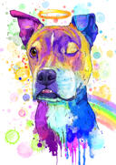 Owner+with+Dogs+Caricature+Portrait+in+Rainbow+Watercolor+Style+from+Photos