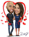 Caricatură de cuplu romantic: Ținându-se de mână