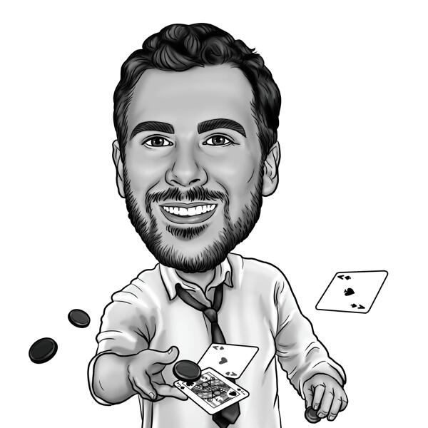 Черно-белый мультфильм о покере