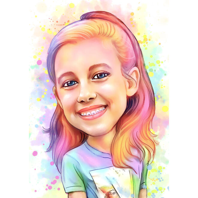 Pastel Watercolor Portrait from Photos in Colored Digital Style