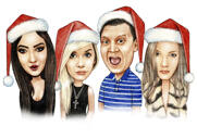 Caricature de Noël du groupe d'entreprise Santa Hats