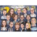 Office Group Caricature Christmas Card