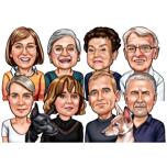 Large Family of 8 Caricature