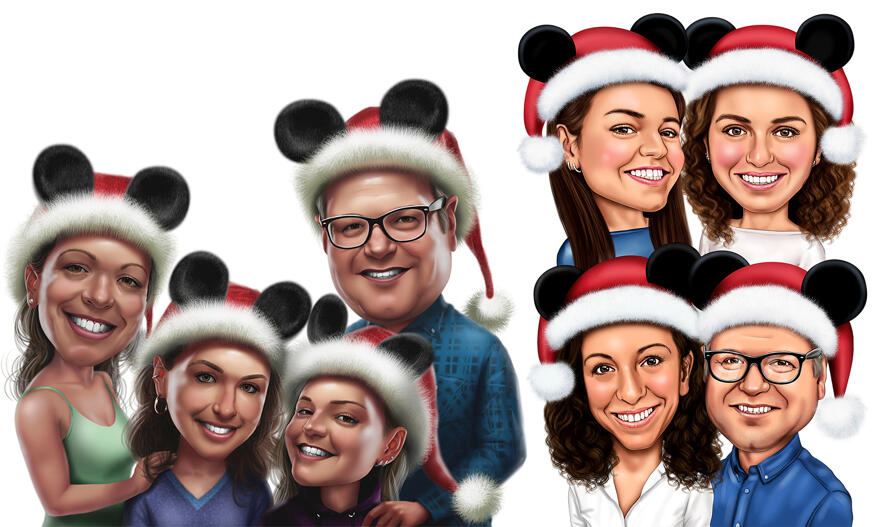 Christmas Caricature Family of 4