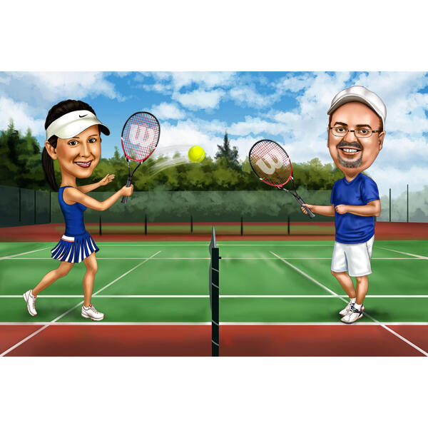 Рисунок пары теннисистов