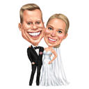 Exaggerated Couple Wedding Caricature