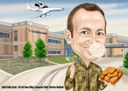 Retrato de desenho animado de oficial do exército