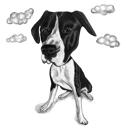 Retrato conmemorativo de perro en blanco y negro