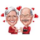 Caricatura exagerada y divertida del Día de San Valentín a partir de una foto