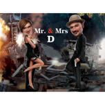 Mr. & Mrs. Agents Cartoon-Zeichnung