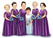 Brautjungfern-Karikatur-kundenspezifisches Geschenk handgezeichnet von den Fotos
