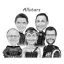 Karikatyr av mäns superhjältegrupp från foton