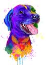 Hond Tekening Portret Aquarel Regenboog Stijl