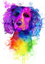 Engelsk cocker spaniel hundras karikatyr i regnbåge akvarell stil från foto