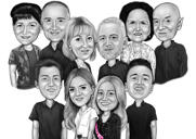 Retrato de caricatura conmemorativo de grupo familiar personalizado