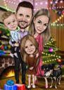 Funny Christmas Family Cartoon Portrait