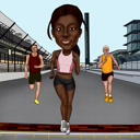 Caricatura de maratón corriendo
