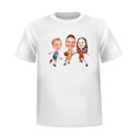 Perhe-karikatyyripiirustus värityyliä valokuvista T-paidan painatuksena