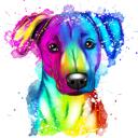 Beagle-Aquarell-Porträt aus Fotos im Regenbogen-Stil