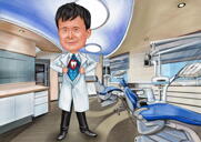 Caricatura del dottore in ufficio