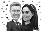 Hug Cartoon Drawing in Black and White Style from Photos
