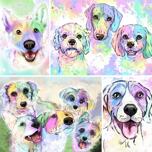 Pastel akvarel hundeportræt med smuk baggrund