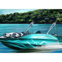 Custom Boat Caricature Gift from Photos Hand-Drawn in Colored Style with Background