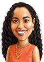 Beautiful Woman with Necklace - Colored Caricature Gift from Photo