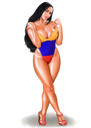 Woman Caricature Portrait in Colored Style from Photos