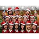 Office Group Caricature Christmas Card