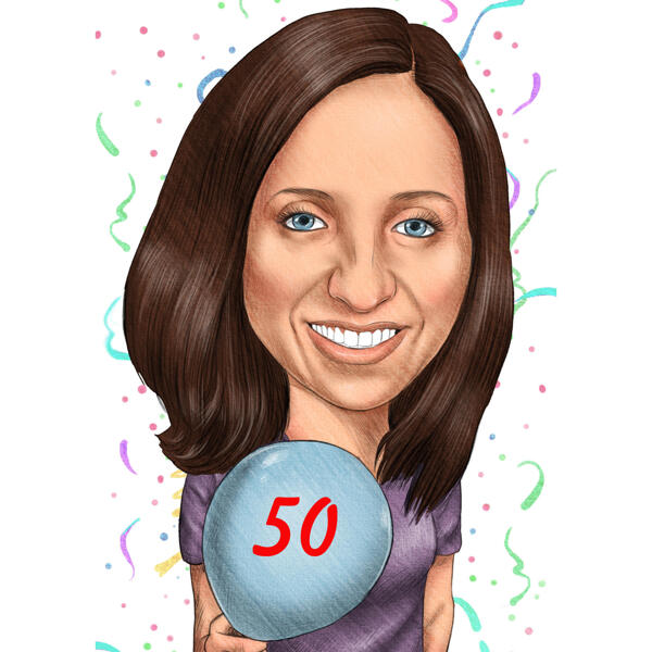 Regalo di caricatura del pallone dell'anniversario della persona che tiene per il compleanno