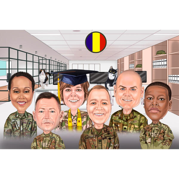 Dibujo de dibujos animados de grupo militar