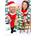 Custom Christmas Couple Caricature